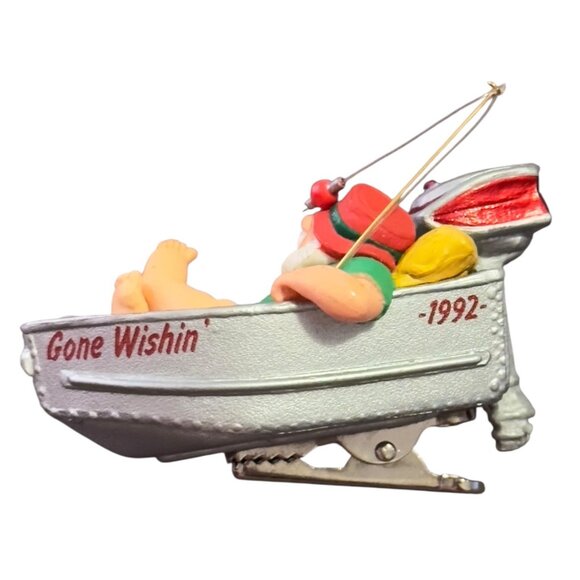 Hallmark 1992 Keepsake Ornament Santa Gone Wishin Fishing Boat Clip-On - Picture 5 of 6